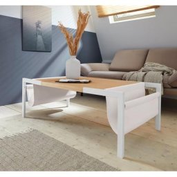 andas Couchtisch Pauli, aus MDF, Eichenfurnier & Metallfüße, Breite 125 cm