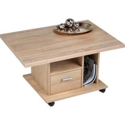 PRO Line Couchtisch Klaus, Couchtisch Rechteck, aus Holz Nachbildung, mit Rollen, viel Stauraum