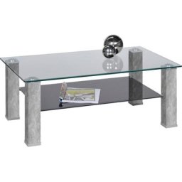PRO Line Couchtisch, mit Glasplatte, Glasboden, Gestell aus Holz, rechteckig
