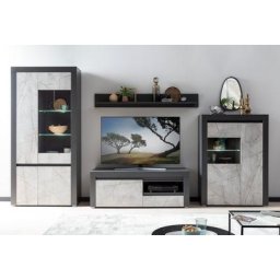 Home affaire Wohnwand Stone Marble, (4-St), bestehend aus vier Möbelstücken, in grifflosen Design, Breite 350 cm