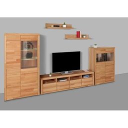 Woltra Wohnwand Silkeborg, (Set, 5-St), teilmassiv mit schöner, griffloser Optik