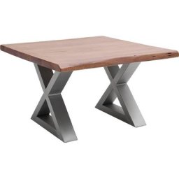 MCA furniture Couchtisch Cartagena, Couchtisch Massivholz mit Baumkante und natürlichen Rissen und Löchern