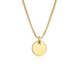 Elli Kette mit Anhänger Plättchen Coin Rund Basic 925 Silber