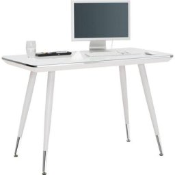 Maja Möbel Schreibtisch Schreib- und Computertisch 5007, Chromrahmen, Metallgestell, Oberboden Weißglas ESG-Sicherheitsglas 6mm