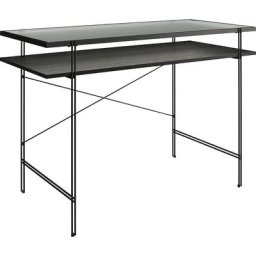 Dorel Home Schreibtisch Wainwright (1-St), Tischplatte aus Glas, Gestell aus Metall, Breite 110 cm