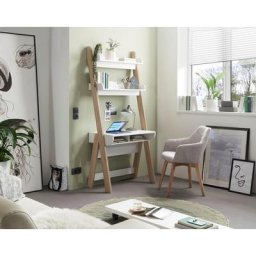 MCA furniture Schreibtisch Viterbo, Standregal mit Schreibtisch weiß matt, Eiche hell Dekor, Breite 85 cm