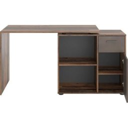 FMD Eckschreibtisch ALBRECHT, Breite 117 cm, Schreibtisch mit Stauraum, drehbar, 7 Farben