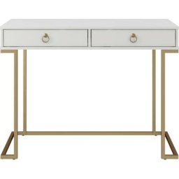 CosmoLiving by Cosmopolitan Schreibtisch Camila, mit 2 Schubladen, aus MDF, Gestell und Griffe aus Metall, Höhe 79 cm