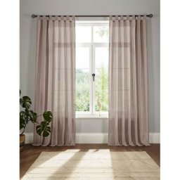 Vorhang Elby 1, andas, Schlaufen (1 St), halbtransparent, Jacquard, transparent, basic, monochrom, bis 295 cm Länge