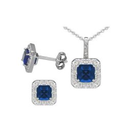 Firetti Ohrring und Ketten Set (Set, 4-tlg), mit Glasstein in Safir oder Rubin Optik und Zirkonia