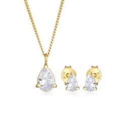 Elli Schmuckset Kette Ohrstecker Tropfen Zirkonia Set 925 Silber