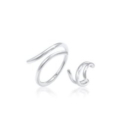 Elli Schmuckset Ring Single Earcuff Wickellook (2 tlg) 925 Silber