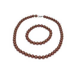 Firetti Ketten und Armband Set Perlen (Set, 2-tlg), Made in Germany, mit Muschelkernperlen