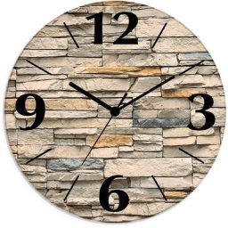 Artland Wanduhr Braune alte Ziegelmauer (wahlweise mit Quarz- oder Funhuhrwerk, lautlos ohne Tickgeräusche)