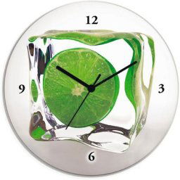 Artland Wanduhr Limette im Eiswürfel (wahlweise mit Quarz- oder Funhuhrwerk, lautlos ohne Tickgeräusche)