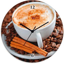 Artland Wanduhr Cappuccino - Kaffee (wahlweise mit Quarz- oder Funhuhrwerk, lautlos ohne Tickgeräusche)