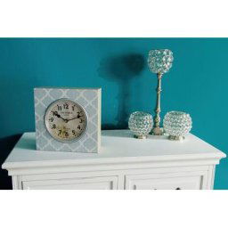Myflair Möbel & Accessoires Wanduhr - Hellblau- (hellblau, Standuhr, eckig, Shabby Optik, ideal im Wohnzimmer)