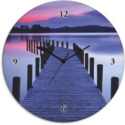 Artland Wanduhr Glasuhr rund Panorama Steg Coniston Water (wahlweise mit Quarz- oder Funhuhrwerk, lautlos ohne Tickgeräusche)