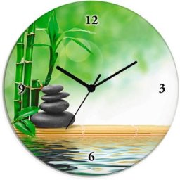 Artland Wanduhr Spa Konzept Zen Basaltsteine (wahlweise mit Quarz- oder Funhuhrwerk, lautlos ohne Tickgeräusche)