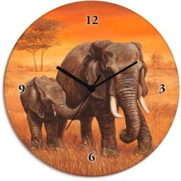 Artland Wanduhr Elefanten (wahlweise mit Quarz- oder Funhuhrwerk, lautlos ohne Tickgeräusche)