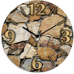 Artland Wanduhr Braune Steinwand (wahlweise mit Quarz- oder Funhuhrwerk, lautlos ohne Tickgeräusche)