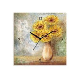 Artland Wanduhr gelbe Gerberas in Vase I