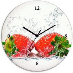 Artland Wanduhr Erdbeeren mit Spritzwasser (wahlweise mit Quarz- oder Funhuhrwerk, lautlos ohne Tickgeräusche)
