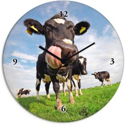 Artland Wanduhr Holstein-Kuh mit gewaltiger Zunge (wahlweise mit Quarz- oder Funhuhrwerk, lautlos ohne Tickgeräusche)