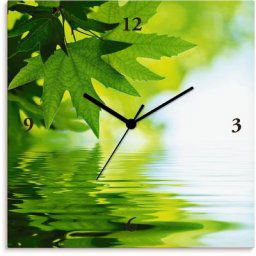 Artland Wanduhr Grüne Blätter reflektieren im Wasser (wahlweise mit Quarz- oder Funhuhrwerk, lautlos ohne Tickgeräusche)