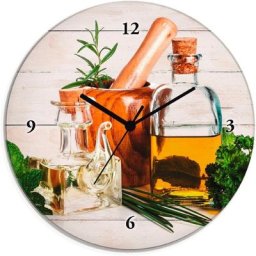 Artland Wanduhr Olivenöl und Kräuter - Küche (wahlweise mit Quarz- oder Funhuhrwerk, lautlos ohne Tickgeräusche)