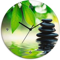 Artland Wanduhr Zen Steinpyramide auf Wasseroberfläche (wahlweise mit Quarz- oder Funhuhrwerk, lautlos ohne Tickgeräusche)