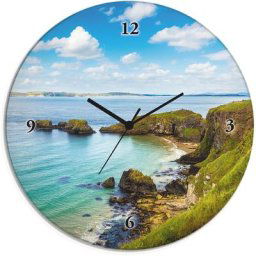 Artland Wanduhr Glasuhr rund Küstenweg in Carrick-a-Rede (wahlweise mit Quarz- oder Funhuhrwerk, lautlos ohne Tickgeräusche)