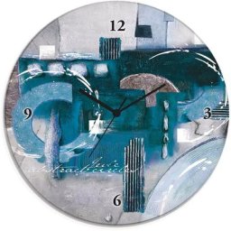 Artland Wanduhr Glasuhr rund Abstrakte blaue Kreise (wahlweise mit Quarz- oder Funhuhrwerk, lautlos ohne Tickgeräusche)