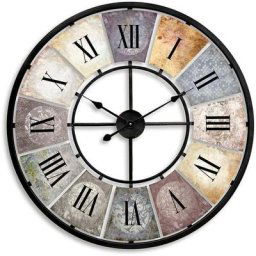 Wall-Art Wanduhr Vintage Metall (80 cm große Metalluhr)