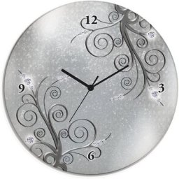 Artland Wanduhr Glasuhr rund weiße Orchideen auf Ornamenten (wahlweise mit Quarz- oder Funhuhrwerk, lautlos ohne Tickgeräusche)