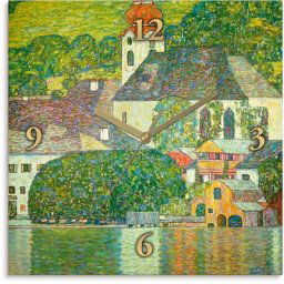 Artland Wanduhr Kirche in Unterach am Attersee. (D.198) (wahlweise mit Quarz- oder Funhuhrwerk, lautlos ohne Tickgeräusche)