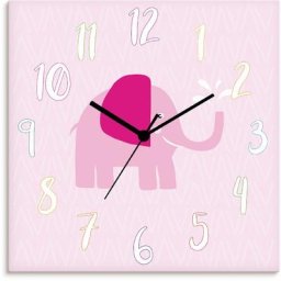 Artland Wanduhr Elefant auf rosa (wahlweise mit Quarz- oder Funhuhrwerk, lautlos ohne Tickgeräusche)