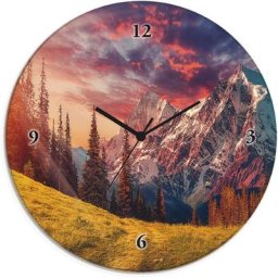 Artland Wanduhr Glasuhr rund Alpines Hochland (wahlweise mit Quarz- oder Funhuhrwerk, lautlos ohne Tickgeräusche)