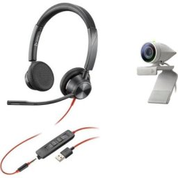 Poly Studio P5 USB HD Webcam Bundle mit Blackwire C3325 Over-Ear-Kopfhörer
