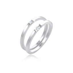 Elli Solitärring Ring Solitär Zirkonia Klassik Set 925 Silber