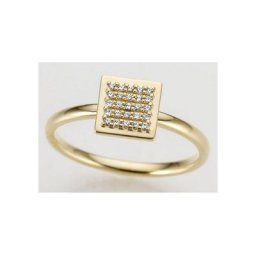 Firetti Goldring Quadrat, glänzend, teilw. rhodiniert, massiv, mit Brillanten