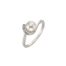 Zeeme Fingerring 925/- Sterling Silber Perle Zirkonia weiß