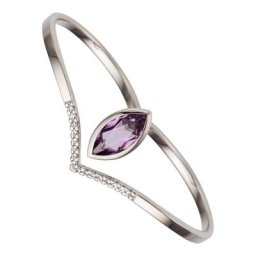 JOBO Fingerring Ring mit Amethyst und Zirkonia, 333 Weißgold
