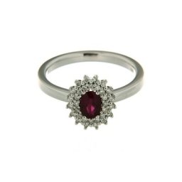 Orolino Fingerring 585/- Weißgold Brillant und Rubin