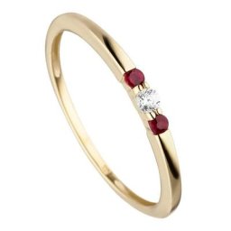 JOBO Fingerring Ring mit Rubin und Zirkonia, 333 Gold