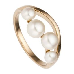 JOBO Fingerring Ring mit 4 Süßwasser-Zuchtperlen, 585 Roségold