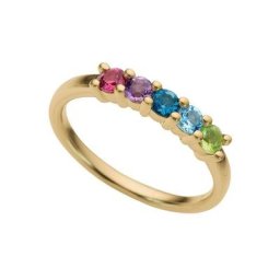 Firetti Fingerring Regenbogen, Farbstein, mit Blautopas, Peridot, Amethyst, Rhodolith