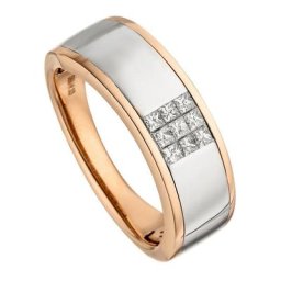 JOBO Fingerring Ring mit 9 Diamanten, 585 Roségold bicolor