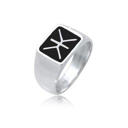 Kuzzoi Siegelring Herren Siegelring Emaille Logo Basic 925 Silber