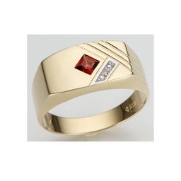 Firetti Diamantring glanz, bicolor, Diamantschnitte, mit Granat und Brillant